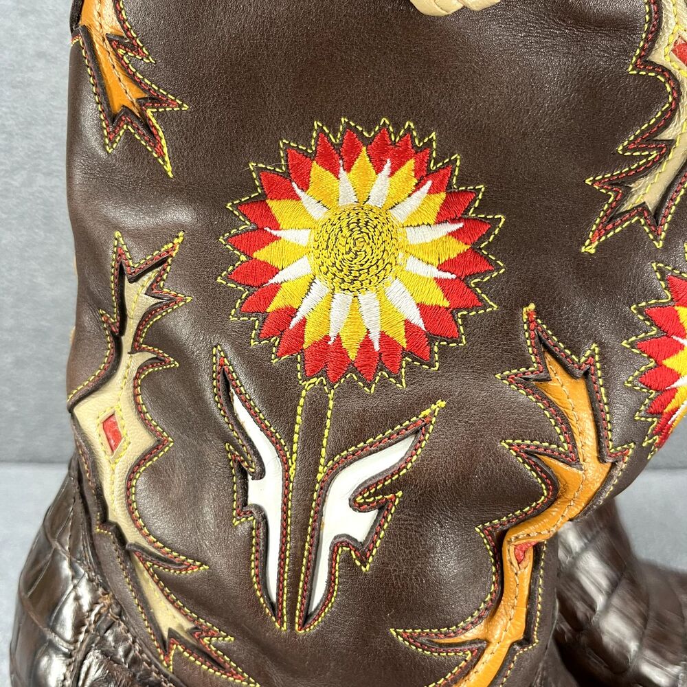 Frye Boots Womens 8.5 B Hope Limited Edition Brown Floral Embroidery Western - Picture 2 of 16